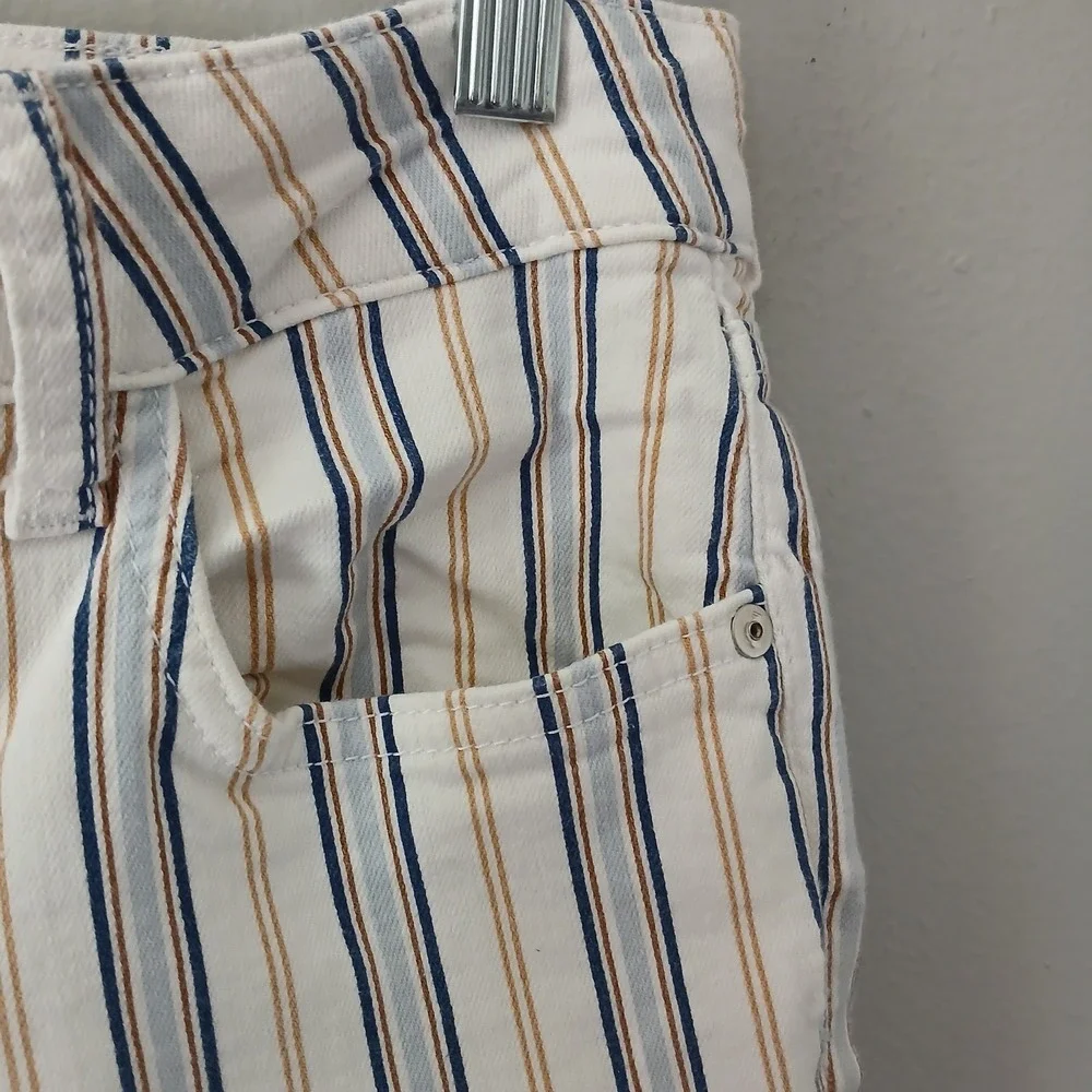 Anthropologie Pilcro Women's Size 27 High Rise Boot Cut Pants Raw Hem Striped